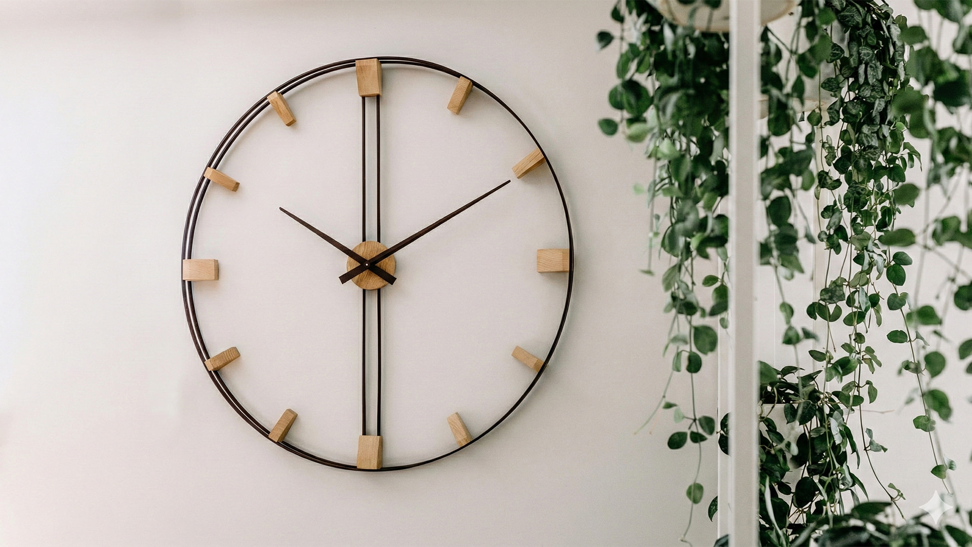 Czas na elegancję. Połączenie ciepłego odcienia dębu z precyzyjną linią wskazówek.